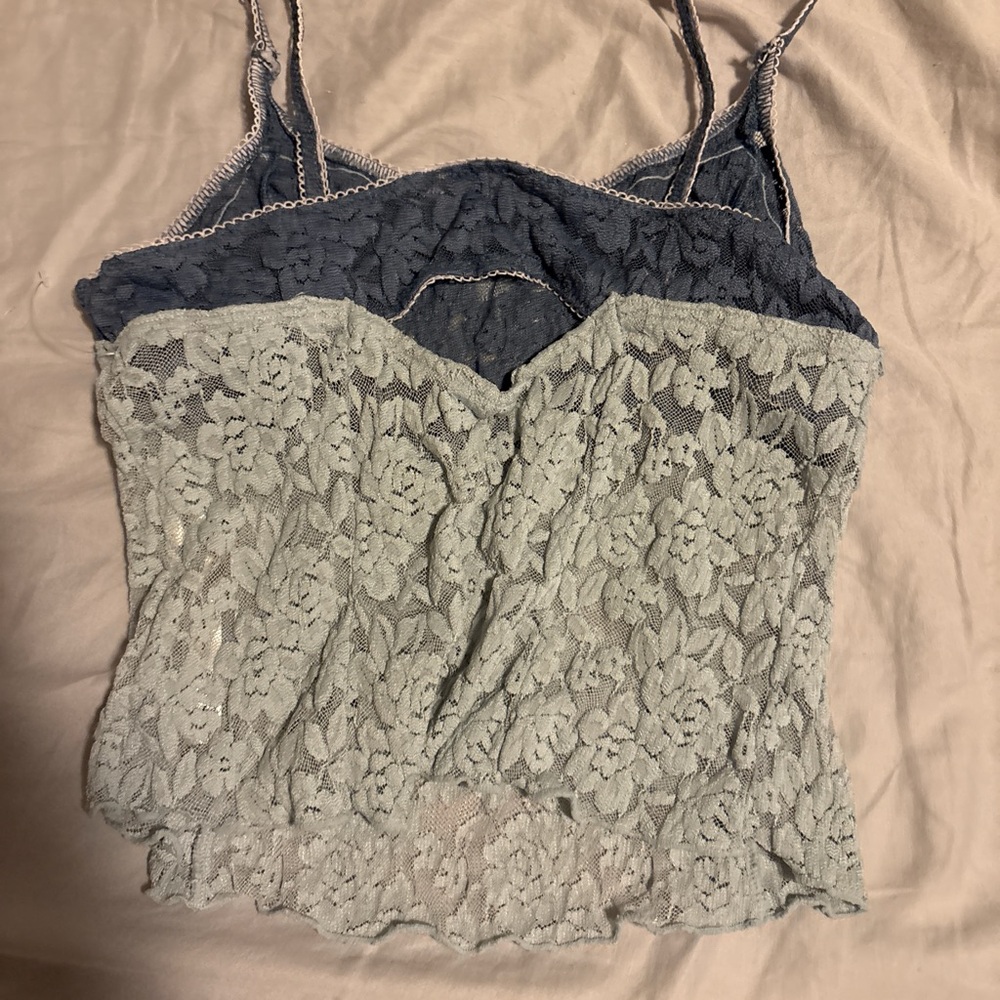 Free People Lace Camisole - Blue and Gray